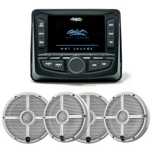 Wet Sounds WS-MC-2 Marine Radio with 2 Pairs Wet Sounds RECON 6 XW-W Recon Series 6.5" 60-Watt RMS Coaxial Speakers With White XW Grilles (Pair) - 1 of 4