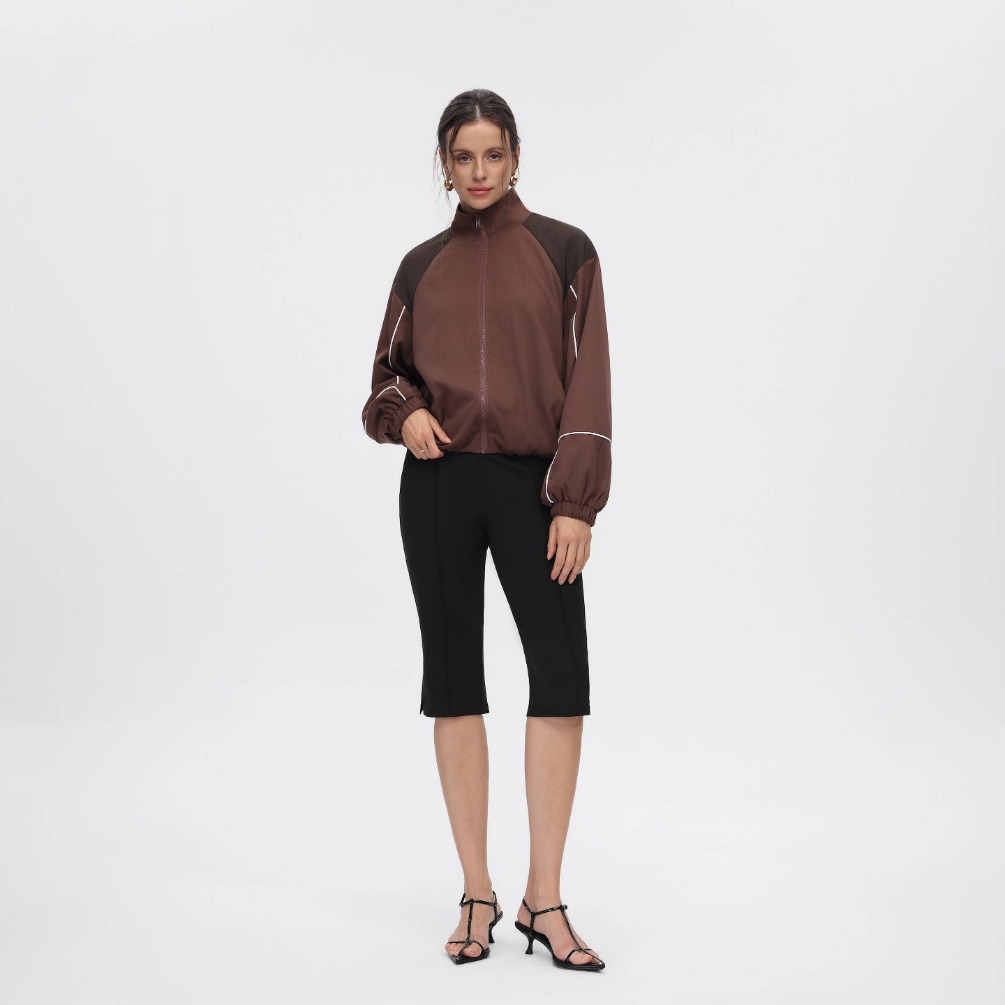 Женская куртка A New Day Long Sleeve Colorblock Sporty, цвет: Коричневый — фото 3