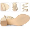 Perphy Women's Long Lace Up Open Toe Mid Chunky Open Toe Heel Sandals - 4 of 4