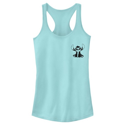 Junior's Lilo & Stitch Black and White Sketch Stitch Racerback Tank Top -  Cancun - X Small