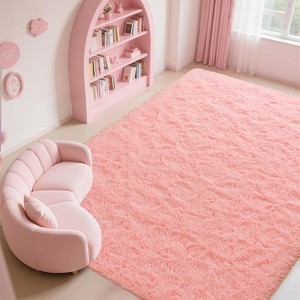 Blush Pink Shag Rug, Ultra Soft 1.7" Thick, Non-Slip, 100% Polyester, Modern Decor for Bedroom - 1 of 4