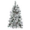 6ft Pre-lit Spruce Artificial Christmas Tree Snow Flocked Hinges Tree with Multicolor LED Lights,11 Flashing Modes, Pine Cones - 2 of 4
