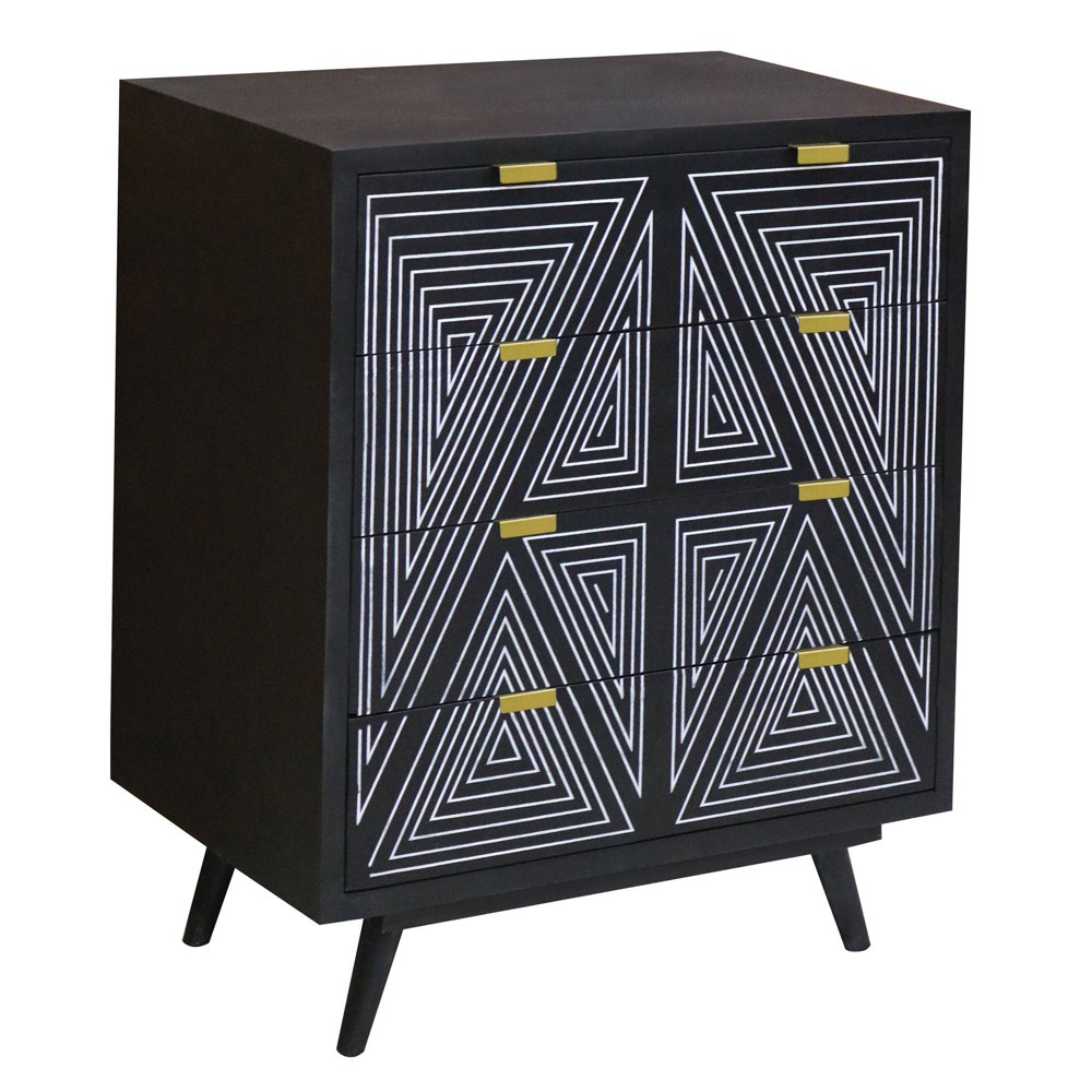 Photos - Dresser / Chests of Drawers Amarily Mid-Century Modern 4 Drawer Accent Chest Black - Furniture Of Amer