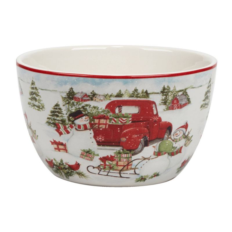 Set of 4 Red Truck Snowman Dining Ice Cream Bowls - Certified International, 4 of 8