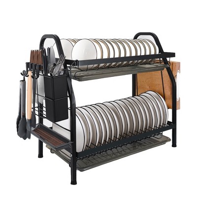 Fortune Candy 16'' Tall Large Capacity Multifunction Storage 2 Tier Dish Drying Rack