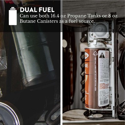 Black Dual Fuel Portable Gas Stove with Brass Burner Head