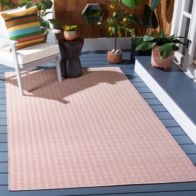 Terracotta & Ivory Geometric 8' x 10' Hand-Knotted Wool Blend Rug