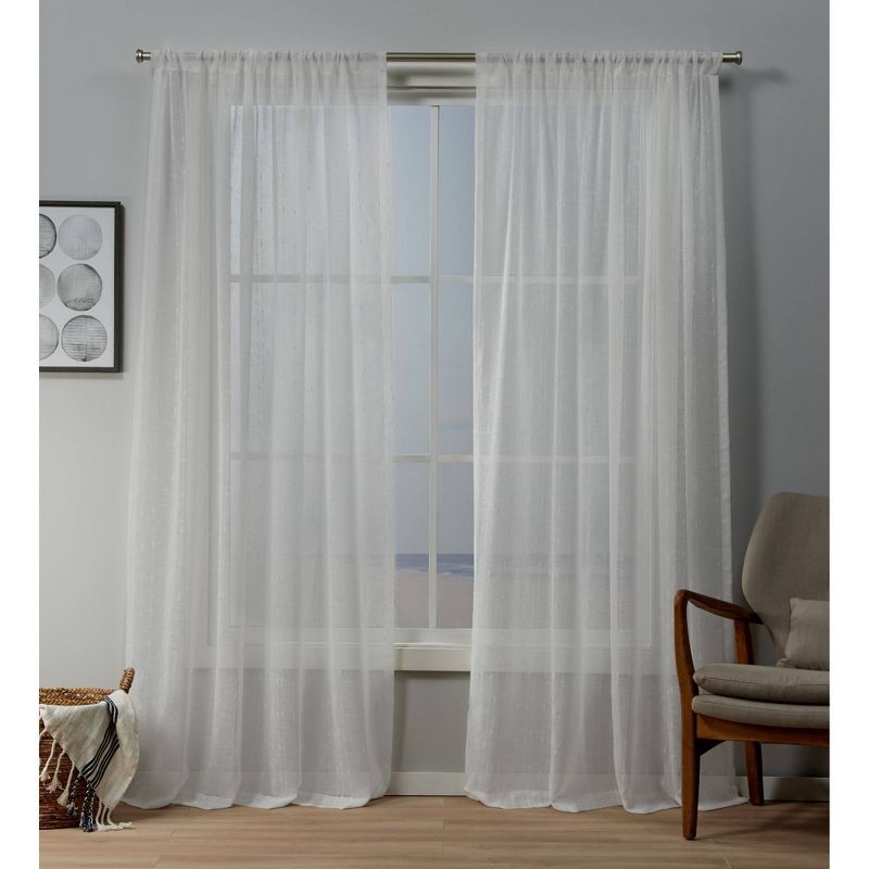 Itaji Rod Pocket Sheer Window Curtain Panels - Exclusive Home, 1 of 9