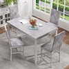 Hooseng Modern Style 5-Piece Dining Room Table And Chairs Set, Faux Marble MDF Table Top and Velvet Upholstered Chairs Dining Table Set for 4 - 2 of 4