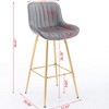 DSVIMOY Counter and Bar Stool Set of 2 Velvet Fabric Bar Stools with Chrome Footrest and Golden Legs for Dining Room, Gray, 28.74"*11.02"*19.68" - 3 of 4