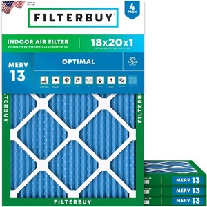 Filterbuy 18x20x1 Air Filter (4-Pack), Pleated MERV 13 Health Defense Replacement HVAC AC Furnace Filters (Actual Size: 17.50 x 19.50 x 0.75) - 1 of 4