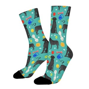 Black Lab Dog Toys Women Printed Crew Socks Funny Funky Socks Soft Polyester Novelty Gifts for Artists Men - 1 of 1