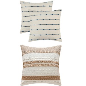 REGALWOVEN 3 Pcs Striped Modern Decorative Throw Pillow Covers Square 18" x 18" - 1 of 4