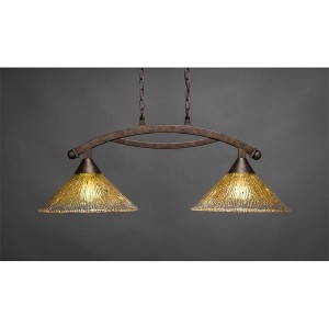 Toltec Lighting Bow 2 - Light Island Pendant Light in  Bronze with 12" Gold Champagne Crystal Shade - 1 of 1