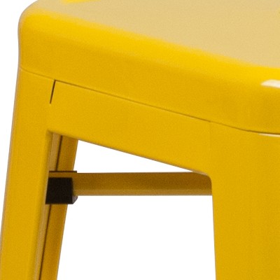 24" Backless Yellow Metal Indoor-Outdoor Counter Stool