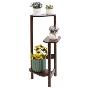 Artloge 3 Tier Tall Plant Corner Shelves Bamboo Tall Corner Plant Rack Flower Pot Holder Display for Balcony Garden Backyard Porch Indoor Decor - 1 of 4
