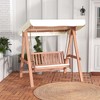 Costway Wood Porch Swing with Canopy Outdoor Patio 2-Seat Swing Bench with Cushions Backyard - 3 of 4
