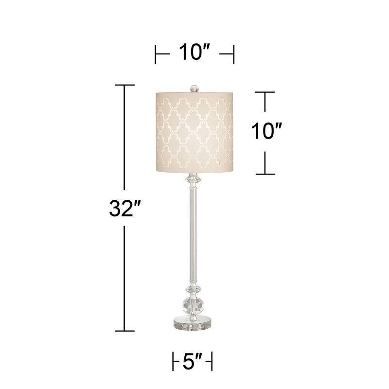 Vienna Full Spectrum Samantha Modern Buffet Table Lamp 32" Tall Clear Crystal Column Light Gray Fabric Shade for Bedroom Living Room Bedside Office, 5 of 11