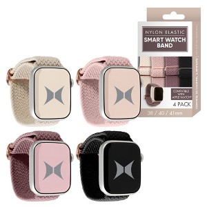 Xtreme Unisex Smart Watch Nylon Braided Elastic Band 4 Pack – Large Size, Breathable, Multicolored, Adjustable Buckle - 1 of 4