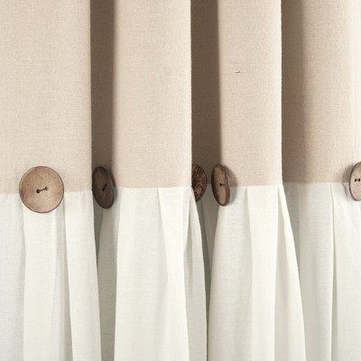Linen Button Blackout Pleated Window Curtain Panel 40x84