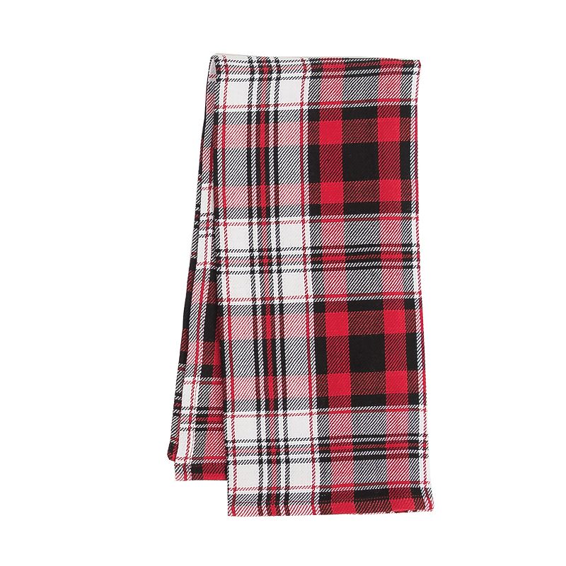 C&F Home Fireside Plaid Red and Black Woven Cotton Kitchen Towel, 1 of 5