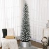 HOMCOM 7ft Frosted Artificial Pencil Christmas Tree with Metal Base, Snow Flocked Branches - 2 of 4