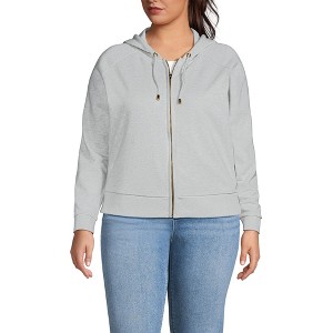 Lands' End Women's Serious Sweats Relaxed Long Sleeve Full Zip Hoodie Sweatshirt - 1 of 3