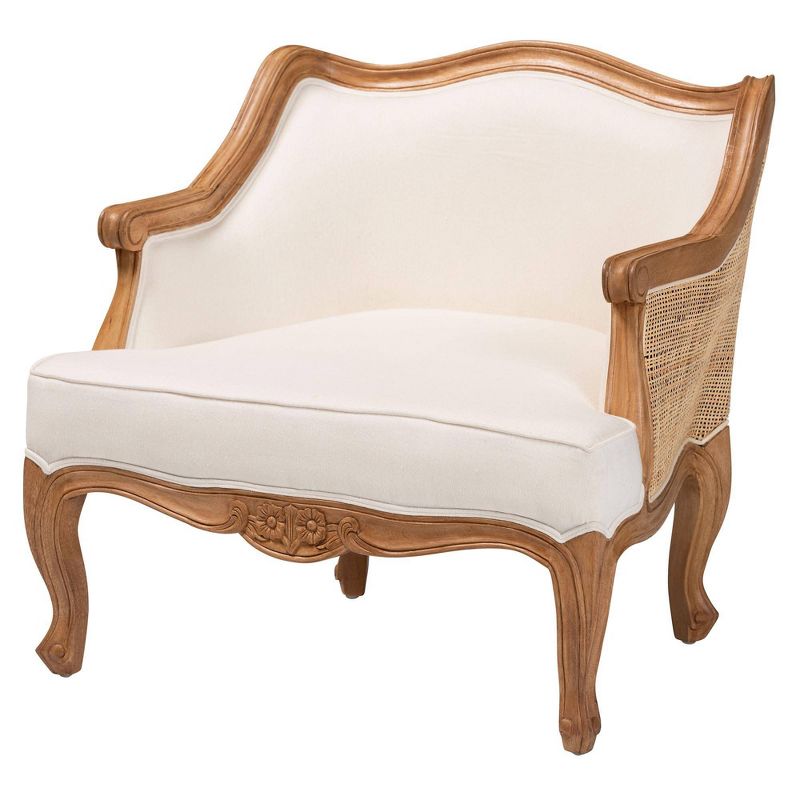bali &#38; pari Sylvestra Fabric and Wood Low Seat Accent Chair Beige/Honey Oak, 2 of 10