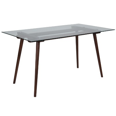 Merrick Lane 31.5" x 55" Rectangular Solid Wood Table with Glass Top