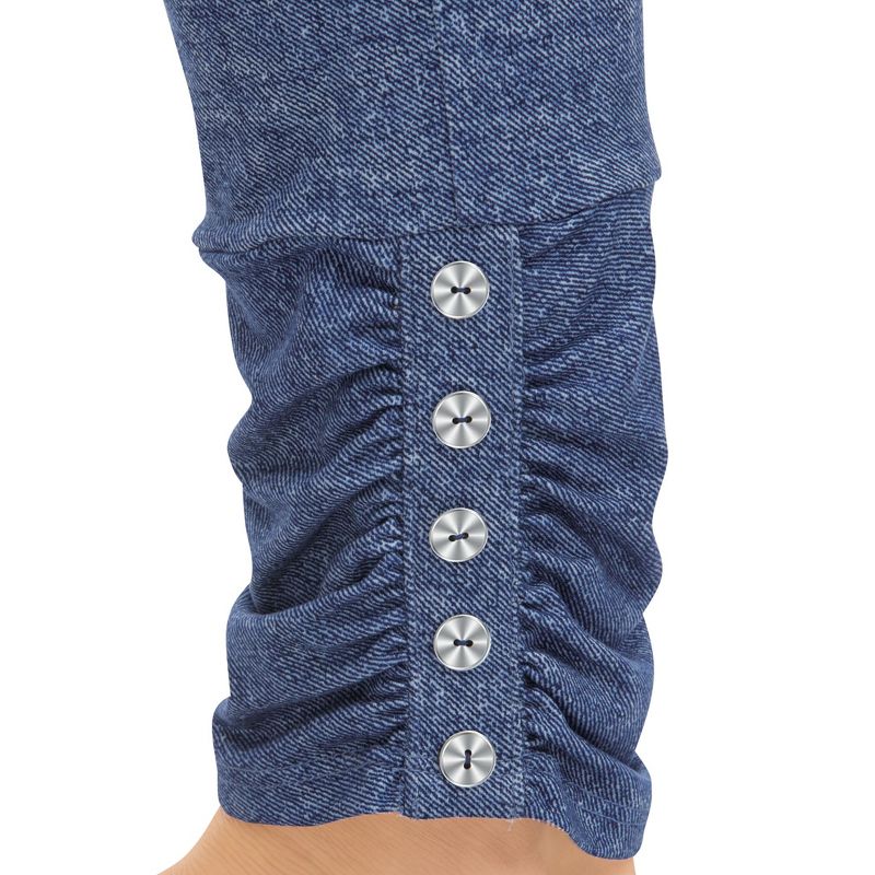 Collections Etc Stylish Faux Denim Cinched Ankle Knit Leggings, 3 of 6