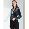 INSPIRE CHIC Women's 1 Button Lapel Collar Business Office Crop Suit Velvet Blazer - 2 of 4