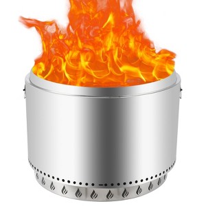 TROPOW 27" Smokeless Portable Fire Pit - Stainless Steel Outdoor Fireplace with Flame Cutout for Camping/Backyard - 1 of 4