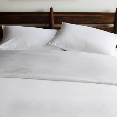 White Twin/Twin XL French Linen and Cotton Duvet Cover Set