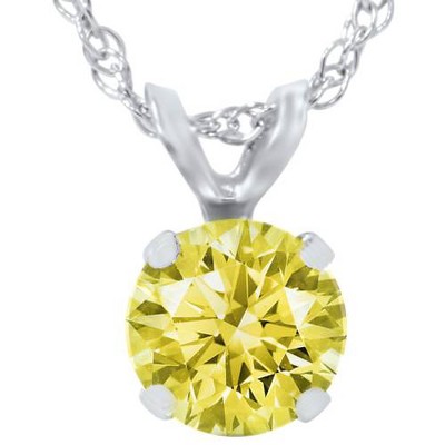 Pompeii3 3/4ct Yellow Diamond Solitaire Pendant 14K White Gold