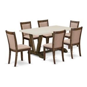 HomeStock 7-Piece Distressed Jacobean Finish Solid Wood Top Dining Table with 6-Chairs - 1 of 4