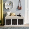 NicBex Shoe Rack Bench Shoe Storage Organizer Rustic Storage Bench with 3 Removable Rattan Basket for Entryway Bedroom, Blue - 4 of 4