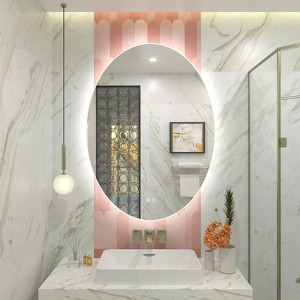 Apmir Super Bright Back LED Lighted Anti-Fog Round/Oval Wall Mirror with Tempered Glass & 3-Year Warranty - 1 of 4