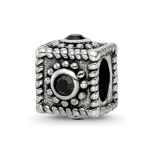 Black Bow Jewelry Sterling Silver Square Cubic Zirconia Bead Charm - 1 of 4