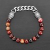 West Coast Jewelry Men's Red Agate Stone and Buddha Beads Steel Stretch Bracelet (8mm) - 2 of 2