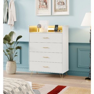 4-Drawer Dresser, Large Capacity Wooden Chest - 1 of 4