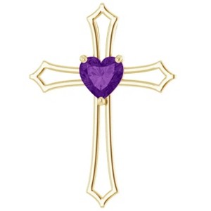 Pompeii3 7mm Amethyst Women's Heart Pendant in 14k Gold Necklace 7mm Tall - 1 of 4
