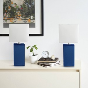 Lalia Home Lexington 21" Leather Base Table Lamps with Fabric Shade - 1 of 4