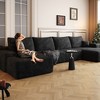135 Inch Modern Plush Corduroy Fabric Cloud Sectional Sofa with 1 Ottoman Comfort Black U Shaped Sofa for Living Room - 2 of 4