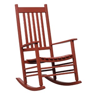 Outdoor Rocking Chair, Patio Rocking Chair with Smooth Curves, High Density Wooden Rockers for Lawn Garden Porch, Supports Up to 350lbs - 1 of 4