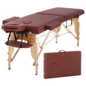 FDW Massage Table 2 Fold Portable Massage Table Spa Bed Massage Bed Height Adjustable Salon Tattoo Bed Lightweight Spa Table with Carry Case - 1 of 4