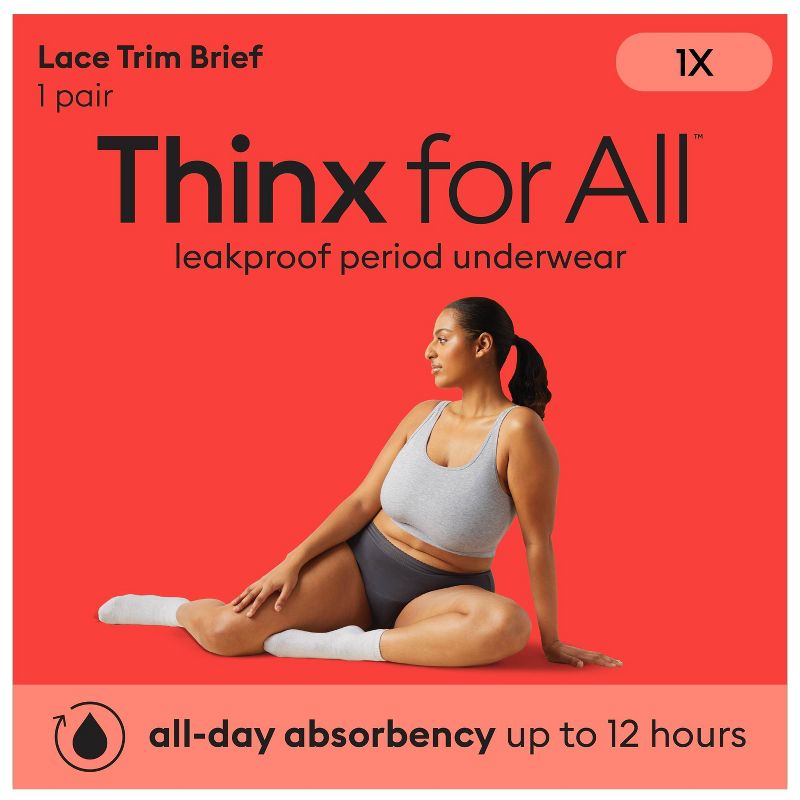 Thinx for All Women's Everyday Comfort Lace Leakproof Period Briefs, 3 of 11