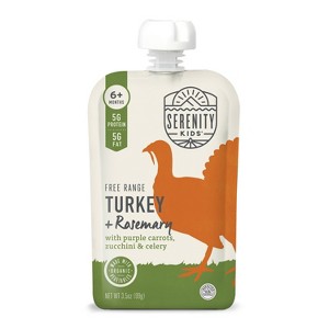 Serenity Kids Free Range Turkey & Rosemary with Organic Purple Carrots, Zucchini & Celery Baby Food Pouch - 3.5oz - 1 of 4