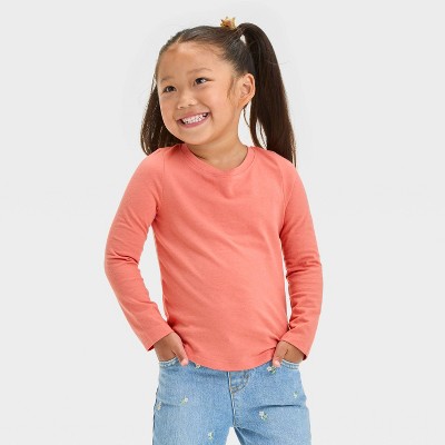 Image of Toddler Girls' Long Sleeve T-Shirt - Cat & Jack™ Coral Orange 18M