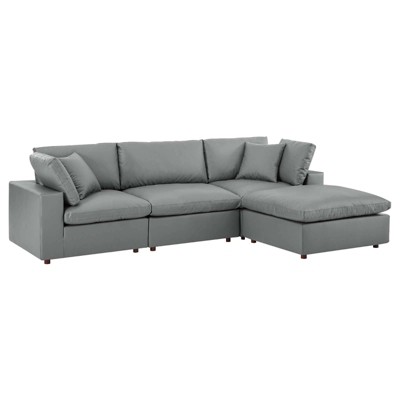 4pc Commix Down Filled Overstuffed Vegan Leather Sectional Sofa Set - Modway