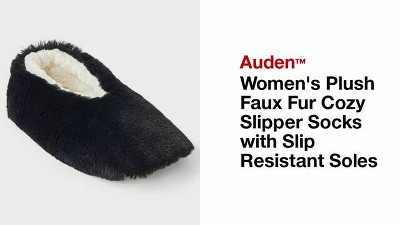 Women's Plush Faux Fur Cozy Slipper Socks with Slip Resistant Soles - Auden™